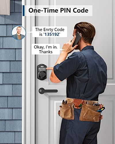 TEEHO Keyless Entry Deadbolt with Keypad - Matte Black Smart Lock for Front Door