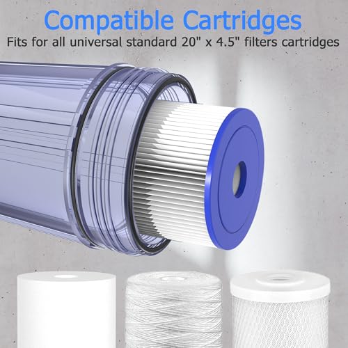 20x4.5 Inch Whole House Water Filter Housing for Sediment & Carbon Filters