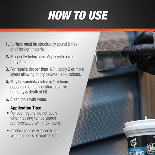 DAP Weatherproof Patching Compound 16 Oz - Exterior All-Purpose Filler with WeatherMax Technology