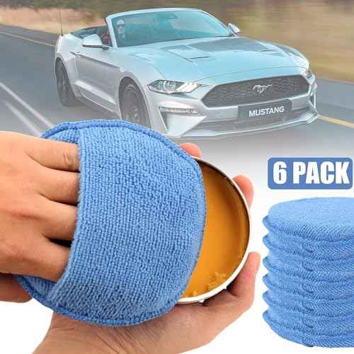Microfiber Wax Applicator Pads, Car Wax Applicator with Finger Pocket, Buffing & Detail Polishing Foam Pads for Car Cleaning and Fine Polishing (5 inch, 6 Pack)