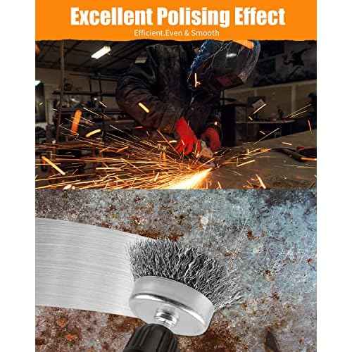 5 Pcs Drill Wire Brush Set, Heavy Duty Wire Brush Wheel for Drill, 1/4'' Hex Shank Wire Brush Drill Attachments Coarse Carbon Steel Crimped, Great for Cleaning Rust, Paint, Abrasive