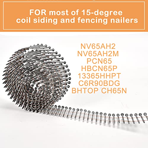 Stainless Steel 2 Inch 15-Degree Siding Nails - BHTOP Coil Nails 3600 Pcs