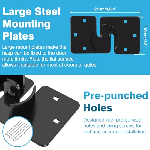 IRONWALLS Puck Lock Hasp Black 2 Packs, Heavy Duty Lock Hasp for Hidden Shackle Padlock Diameter Within 2-7/8¡±/73mm, Steel Puck Lock Holders Brackets for Shipping Container, Trailers Doors