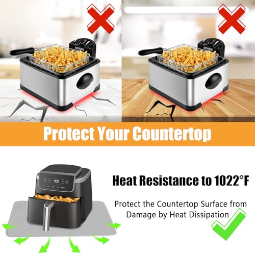 TOHONFOO Heat Resistant Mats for Countertop & Air Fryer 18x15 in Gray (18"L x 15"W)