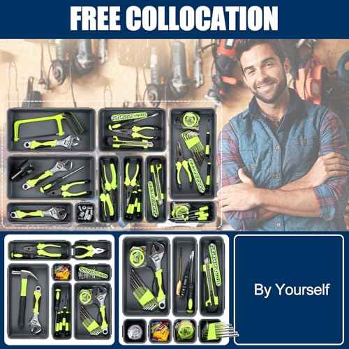 ¡¼LARGE SIZE¡½¡¼68PCS¡½Tool Box Organizer Tray Divider, ¡¼5 Size¡½Toolbox Desk Drawer Organizer, Organization and Storage Toolbox for Garage Accessories (68pcs-Grey) (68PCS 5Sizes)