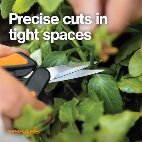 Fiskars 6-inch Micro-Tip Pruning Snips - Garden Shears for Small Plants, Sharper Cuts