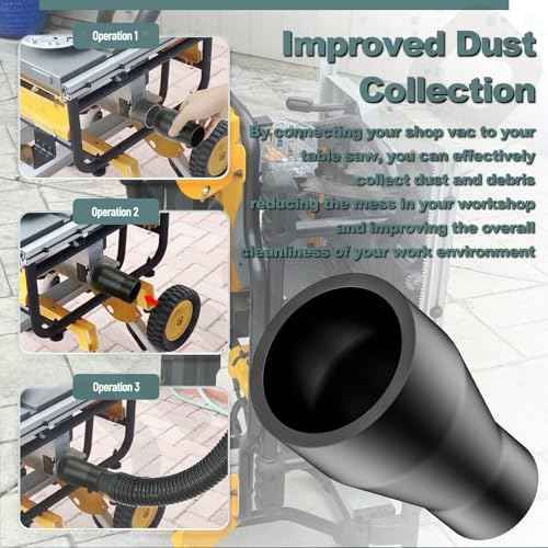 Table Saw Vacuum Adapter 2 1/2" Outlet Dust Collection Adapter for DeWalt 4 gallon vacuum DWE7491 DWE7491RS Table Saws & Shop Vac (DXV10P)