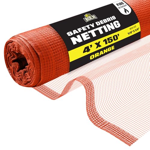 Safety Netting 4'x150' Orange Fire Retardant Mesh Debris Fence, 1/4" Holes