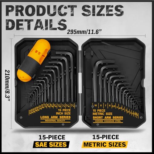 ELEAD 31-Piece Hex Key Set - SAE & Metric Allen Wrenches with Torque Handle