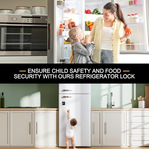 Black Refrigerator Lock 2PCS for Freezer, Cabinets & Drawers - Easy Install