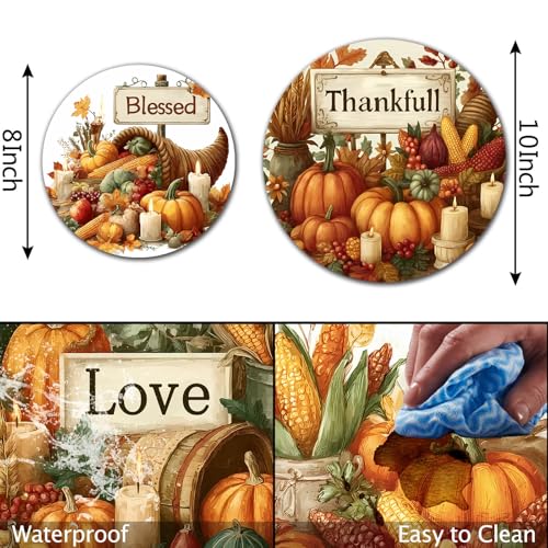 TUMOVO Fall Harvest 8/10 Inch Boho Floral Burner Covers - 4 Pcs, 2x8, 2x10 in, Includes 42 Artwork (Variation: 10Wx10H)