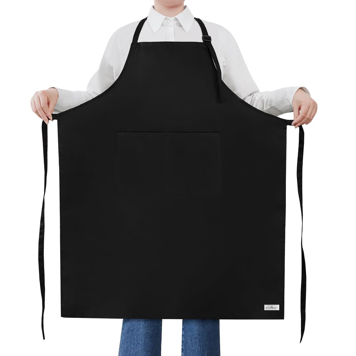 ROTANET Extra Large Apron for Men Adjustable Bib Aprons with 2 Pockets Cooking Kitchen Bbq Grilling Big for Women Chef Water & Oil Resistant Black