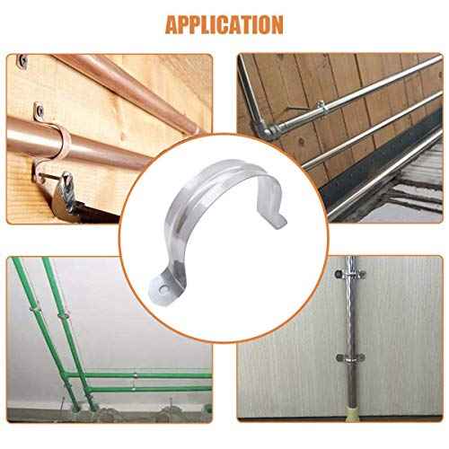 2.5inch 5Pcs Two Hole Stainless Steel U-Tube Clamp Connecting Ring Hose Clamp-Bracket Stainless Steel Tube Strap Tension Clip-Heavy Duty Rigid Pipe Strap Clamp Inner Dia 2.5inch Water Pipe (73mm)