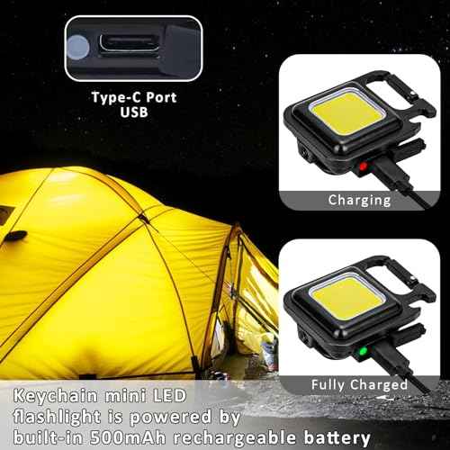 MAKDAK COB Rechargeable Keychain Flashlight 2Pack, High Lumen Super Bright LED Work Light with Magnet,Clip,Bottle Opener for Dog Walking,Car Repair, Emergency,Camping,EDC