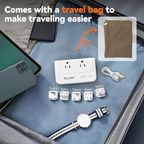 ALLWEI White Travel Voltage Converter 220V to 110V for Worldwide Use