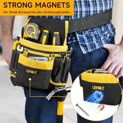 Tool Belt,Magnetic Tool Pouch,13-Pockets Tool Belts for Men,Detachable & Adjustable Tool Pouch belt for Electrician,Carpenter,Construction,Work Apron,Utility Belt,Gift for Dad