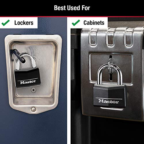 Master Lock 141D Keyed Padlock - Black Covered Aluminum Lock for Gym Locker - 1 Pack
