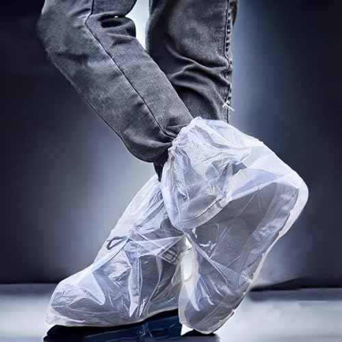 10Pairs Waterproof Shoe Covers, Shoe Covers for Rain, Disposable Shoe Covers, Rain Shoe Covers, Plastic Boot and Shoe Covers for Men and Women (Transparent)