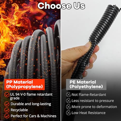 ZhiYo 100 FT Black 1/4" Wire Loom Split Tubing Auto Wire Conduit