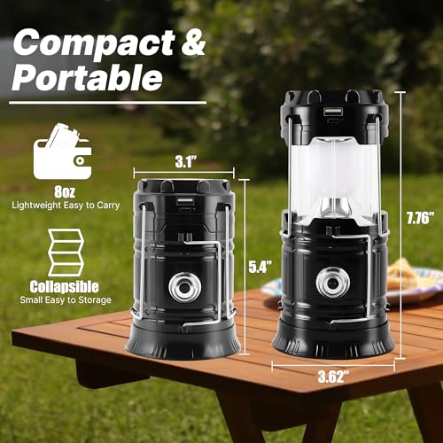 Lichamp Portable Solar Camping Lantern & USB Rechargeable LED Flashlight 4-Pack