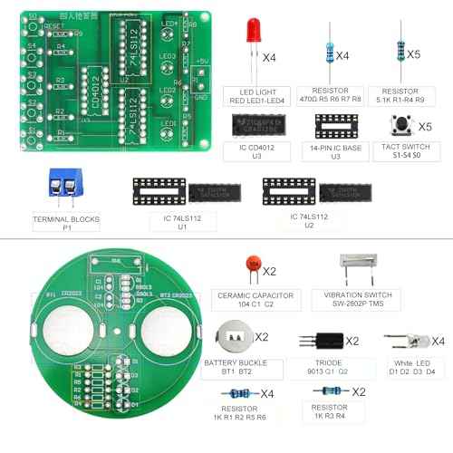 Soldering Practice Kit DIY RGB Alarm Clock Green Sound Sensor RGB Gyro Red Responder Red Flash Turntable Electronics Projects Simple Welding Skills Plug-in Circuit Kit for DIYers (04SZ5-1)