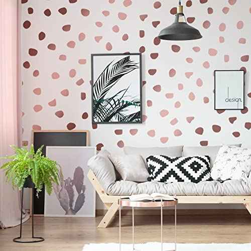 500 Pieces Irregular Polka Dots Boho Wall Decal Vinyl Nursery Wallpaper Sticker Wall Decor Peel and Stick Dot Wall Sticker for Kids Baby Girl Bedroom Home Classroom Decoration (Rose Gold)
