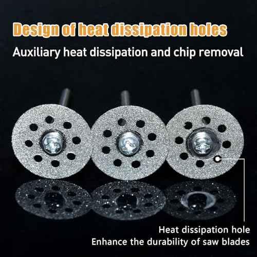 20 pcs 545 Diamond Cutting Wheel Cut Off Discs Coated (22mm) for Dremel Rotary Tool with 402 Mandrel (3mm) 4pcs and Screwdriver for Rotary Tool Accessories