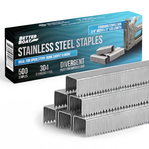 Better Boat T50 Stainless Steel Heavy Duty Staples 1/2" Leg, 500 Pack
