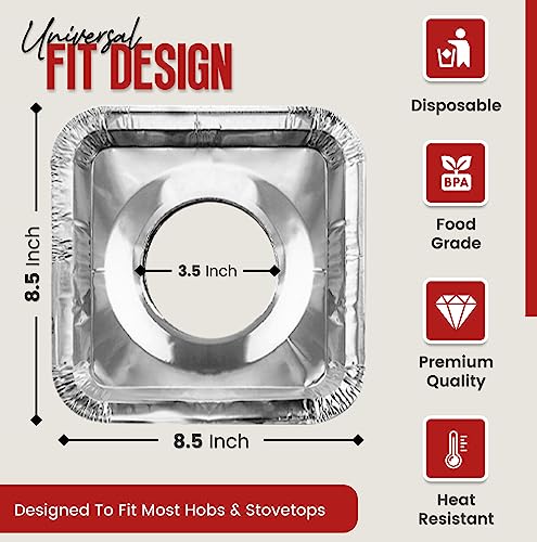 Linda’s Essentials Aluminium Gas Stove Burner Covers (50 Pack) – Heat‑Resistant, Trim‑To‑Fit Stove Top Liners