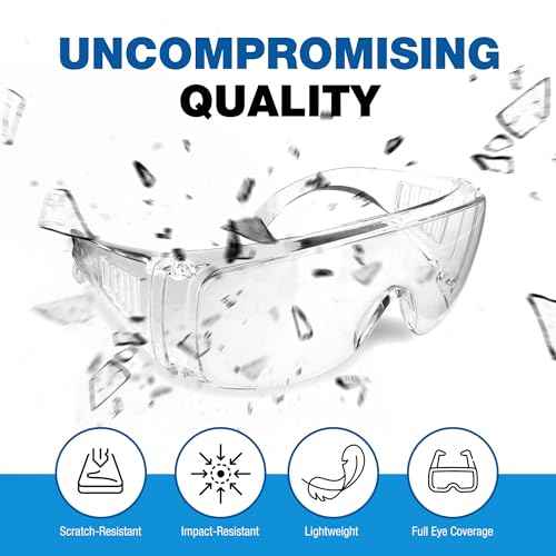 Visitor Clear Safety Glasses for Men/Women | ANSI Certified Eye Protection Glasses and Protective Eyewear | Anti-Scratch Coating and Wrap Around One-Piece Design Work Glasses - 1 Pair