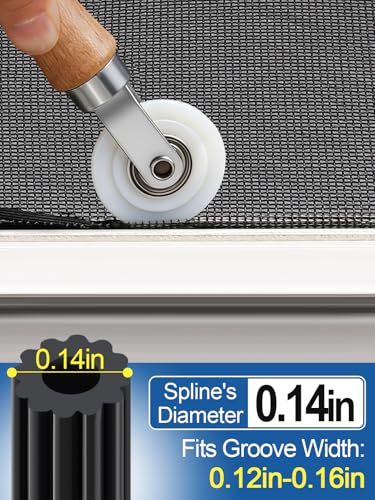 MEWTOGO 3-in-1 Screen Repair Kit with 0.14in x 32.8ft Spline, Screen Roller & Hook