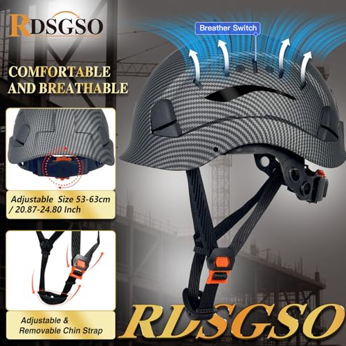 ANSI-Certified Industrial Safety Helmet RGS-6C with Adjustable Vents, 6-Point Suspension Hard Hats for Construction, Rescue, Outdoor Work
