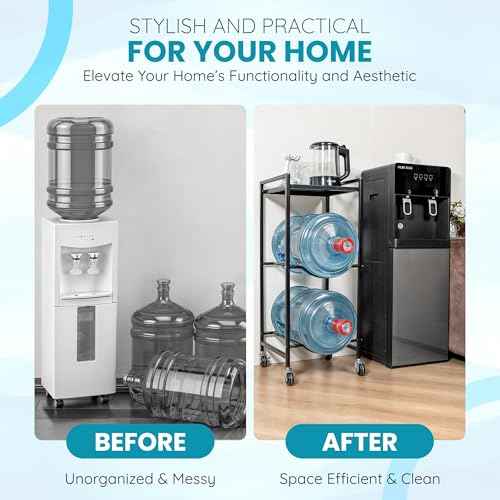 5 Gallon Water Jug Holder Stand with Wheels ? Heavy Duty 5 Gallon Jug Holder & Water Jug Rack, Space Saving Water Jug Stand and Bottle Organizer for Home & Office, Sturdy Stainless Steel Tabletop