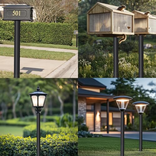 3" x 84" Outdoor Light Post - Mailbox Pole Pillar Accessories Black Cast for Exterior House Porch Courtyard Lawn