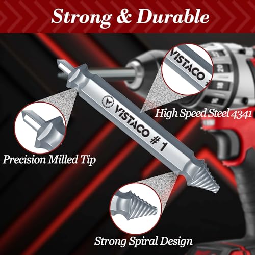 Damaged Screw Extractor Set ? 10 Pcs Easy Out Stripped Screw Remover Tool for Screws and Broken Bolts ? Reverse Drill Bit Extractor Set for Rusted or Stuck Hardware and Tight Spaces