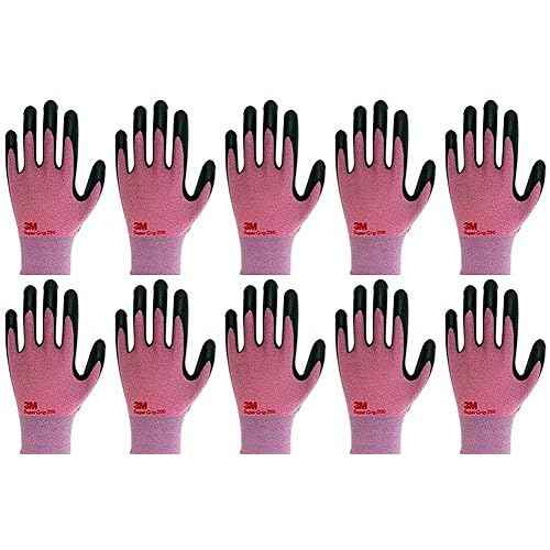 3M Nitrile Foam Coated Work Gloves for Woman - Safety Nylon Gloves - Breathable Thin Grip Machine Washable 10 Pairs (Small)