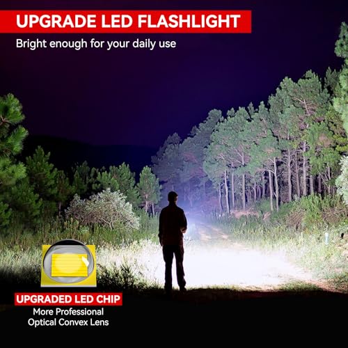 LETMY Black 2 Pack Tactical LED Flashlights - High Lumens Waterproof 5 Modes