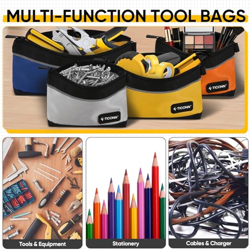 Colored 6-Pack Waterproof Tool Pouches with Zipper - Small, Puncture-Resistant