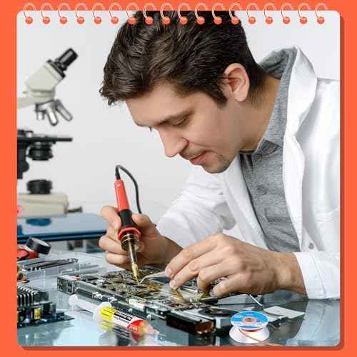 Blulu 6 Pcs 10ml 8341 No Clean Solder Flux Paste and Wicks Tacky Soldering Flux with Plunger and Dispensing Tip 1.5 Meter Length Solder Wick Braid for Electronics