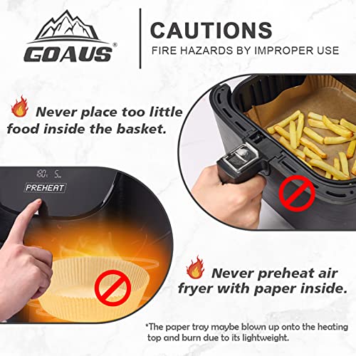 GOAUS 7.9'' Square 150 Pcs Air Fryer Liners for 5-8 Qt Basket | Unbleached, Non-Stick, Oil-Proof Parchment Paper