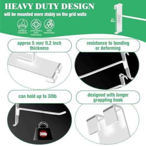 40Pcs 8" Gridwall Display Hooks Assortment Set, White Metal Grid Wall Panel Hanging Display Hook for Garage Shop Retail Storage, Wire Diameter 5mm/ 0.2¡±