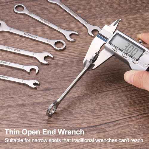 HARFINGTON 2pcs Super-Thin Open End Wrench 5.5mm Metric Double Open-End Wrench 30Cr13 Stainless Steel Quenching Polish Spanner with 15¡Æand 75¡Æ Angled for Auto Repairs