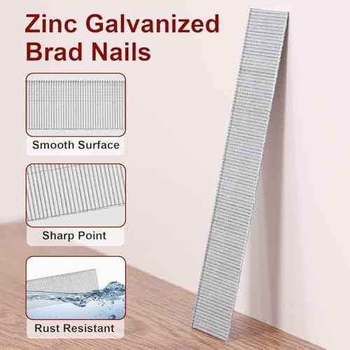 18 Gauge Brad Nails, 6000 Counts 1-inch 18 GA Brad Nails, Galvanized Nails for Nail Gun, Finishing Nail Gun Nails for Pneumatic, Electric Brad Nailer Gun