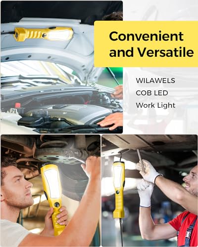 WILAWELS 18W LED Work Light 2000LM COB Handheld Underhood Scene Light, 15Ft Yellow Cord