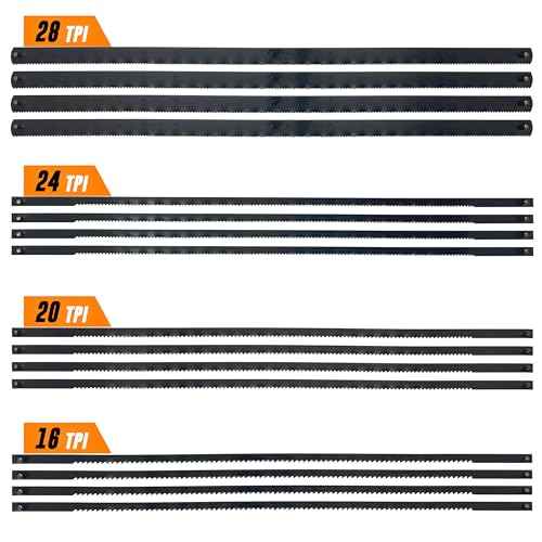 Mutt Tools Premium 6-1/2 inch Coping Saw Blades for Woodworking - Professional Grade Carbon Steel Replacement Blades - 16 Pack Set - Precision Cutting for DIY Projects