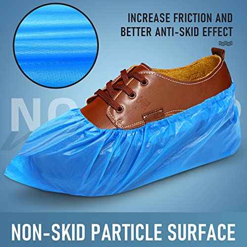 Shoe Covers Disposable Non Slip - Pack of 100 (50 Pairs), Premium Waterproof and Recyclable Shoe Booties Covers for Indoors, Fits Up To 11 US Men and 13 US Women Size