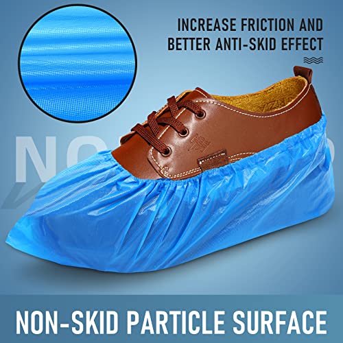 Buself Pack of 100 Disposable Non-Slip Waterproof Shoe Covers for Indoor & Outdoor Use, Fits Up to US 11 Men & 13 Women