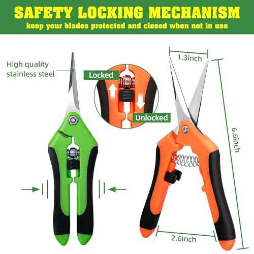 4 Pack Garden Shears, Stainless Steel Shears Gardening Tools, Scissors, Garden Clippers, Pruning Shears for Gardening Shears & Scissors (Orange Green)