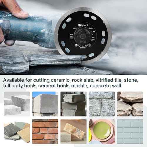 Diamond Blade for Angle Grinder ? Ultra-Thin Turbo Cutting Disc for Porcelain Tile, Ceramic, Concrete, Masonry, Stone ? Dry/Wet Cutting, 7/8" Arbor (115mm / 4 1/2inch)