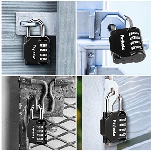Fayleeko 4-Digit Combination Padlocks 2 Pack for Gym, Locker, Toolbox, Fence, Storage - Black